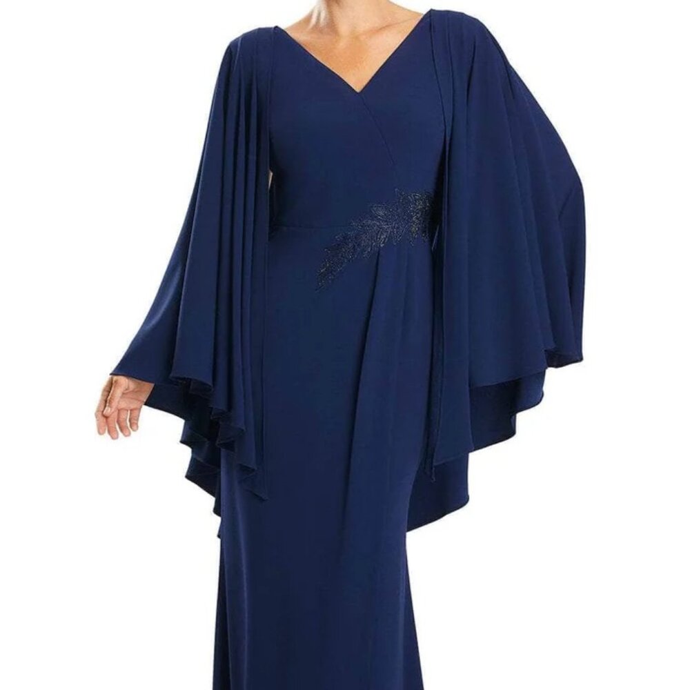 NWT Alexander by Daymor 1854F23 Mother of the Bride V-Neck Dress Midnite Size 8